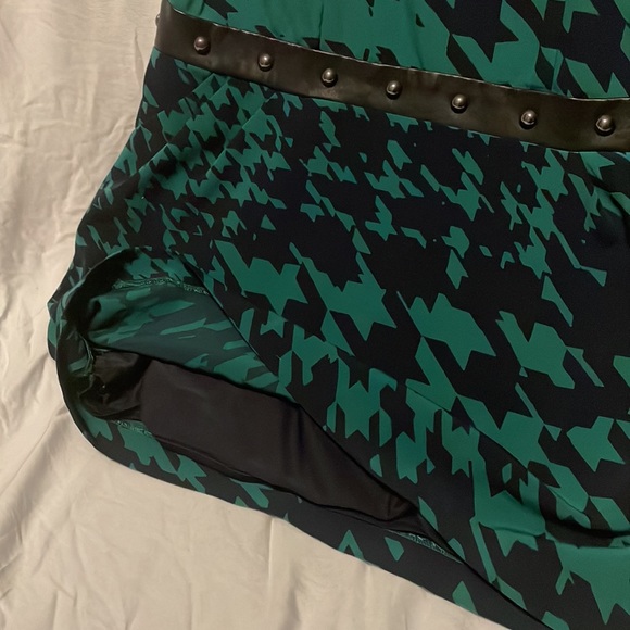Houndstooth print blue and green dress - Picture 7 of 9